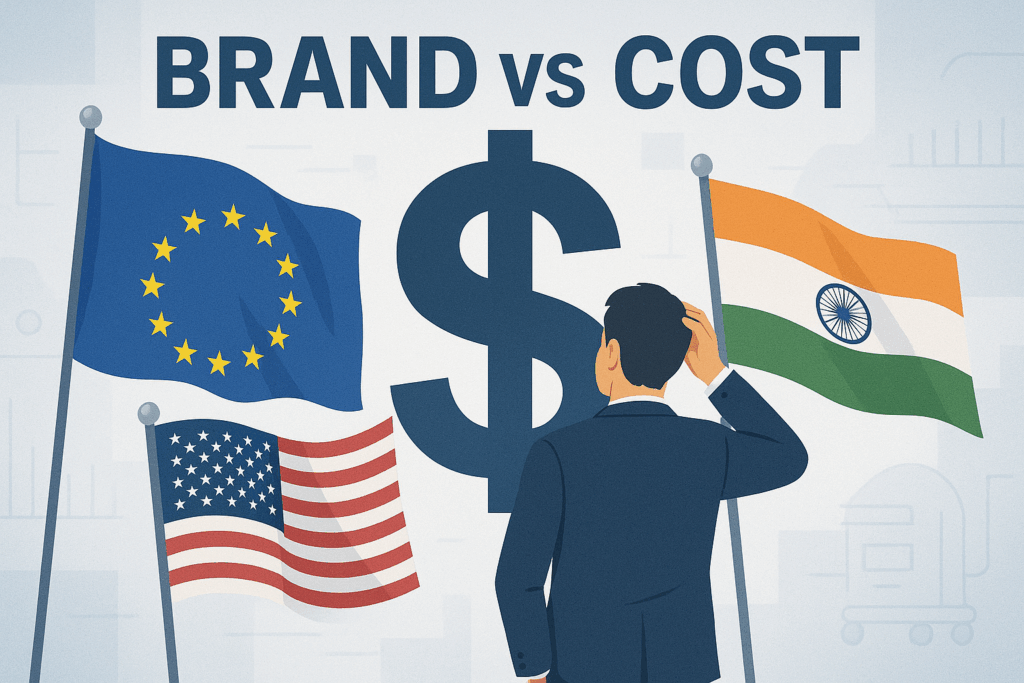 Comparison of how trade names are handled in the EU, USA, and India for medical devices.