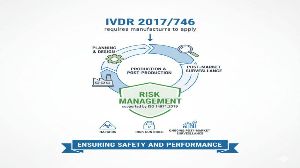 Comprehensive risk management under IVDR and EN ISO 14971 ensures patient safety and device performance