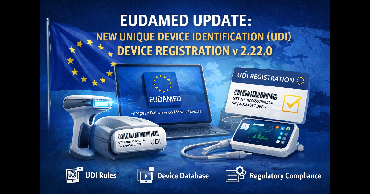 New EUDAMED UDI registration rules for medical device manufacturers in the EU.