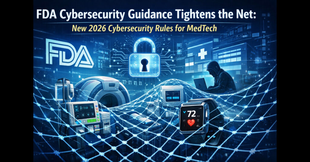 An interconnected medical device showing data security boundaries and cloud connectivity.